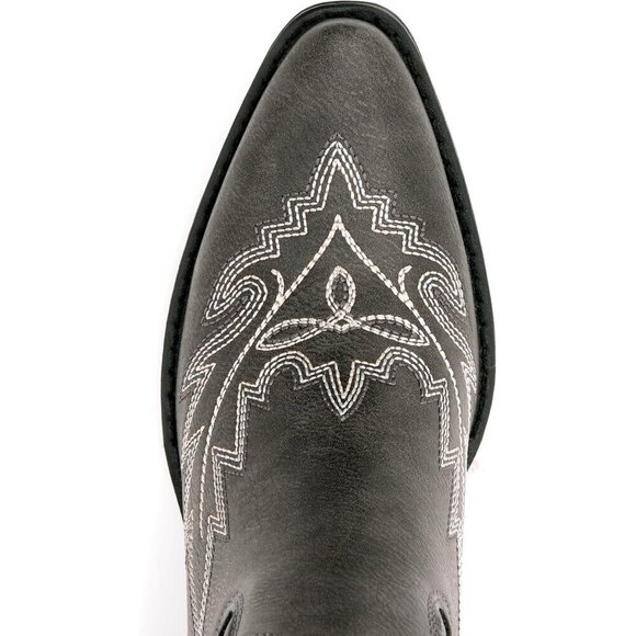 Embroidered Lace up Cowgirl Boots Grey Faux Leather Over the Knee Small Heels - Picture 2 of 7